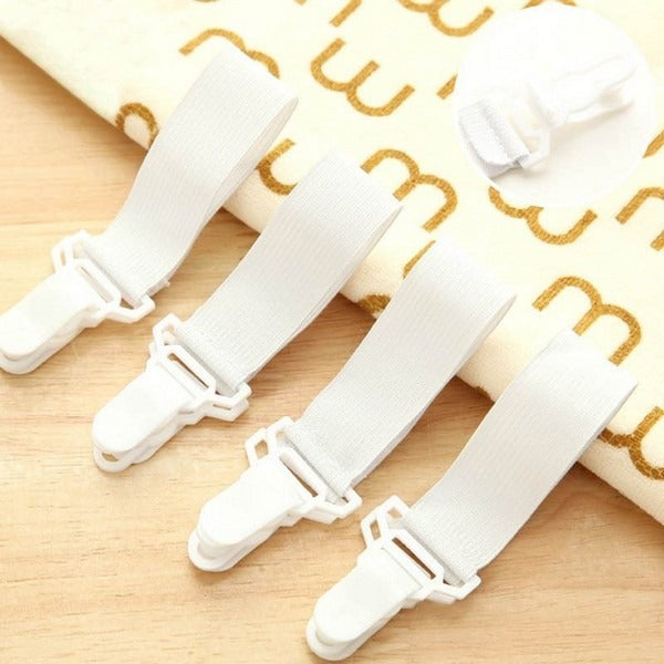 4Pcs Elastic Bed Sheet Holder Clips | Anti-Slip Fixing Bands