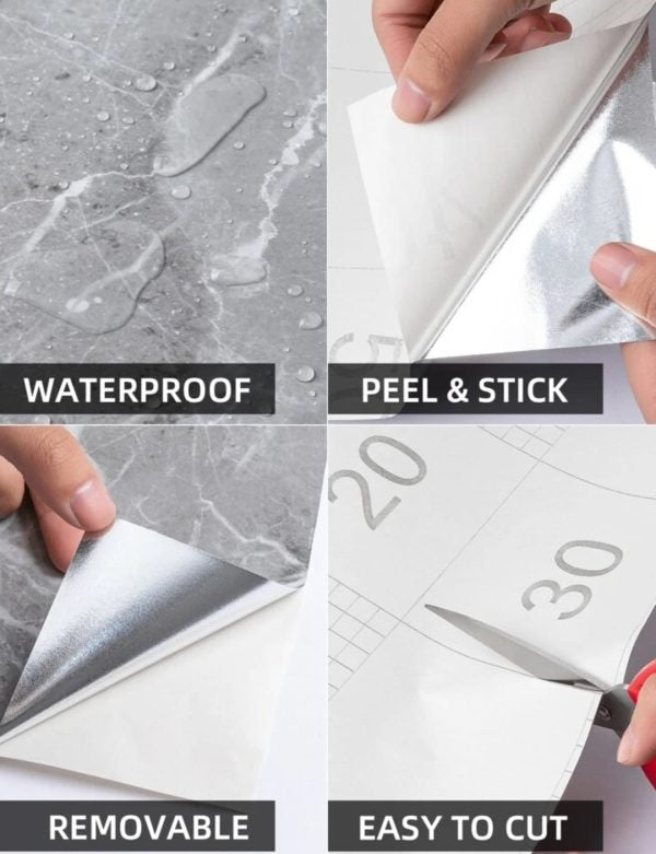Marble Wall Sticker for Kitchen & Cabinets β Self Adhesive, Oilproof (60Γ200cm)