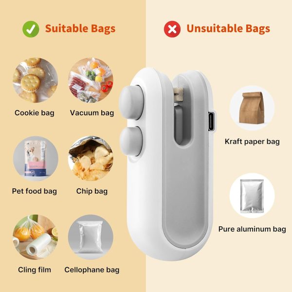 Heat Sealing Machine 2-in-1 | USB Rechargeable Mini Food Sealer & Cutter | Snack & Plastic Bag Sealer