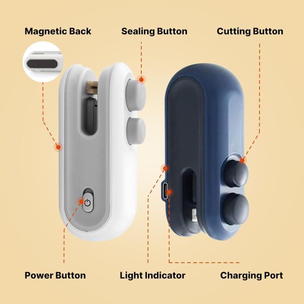 Heat Sealing Machine 2-in-1 | USB Rechargeable Mini Food Sealer & Cutter | Snack & Plastic Bag Sealer