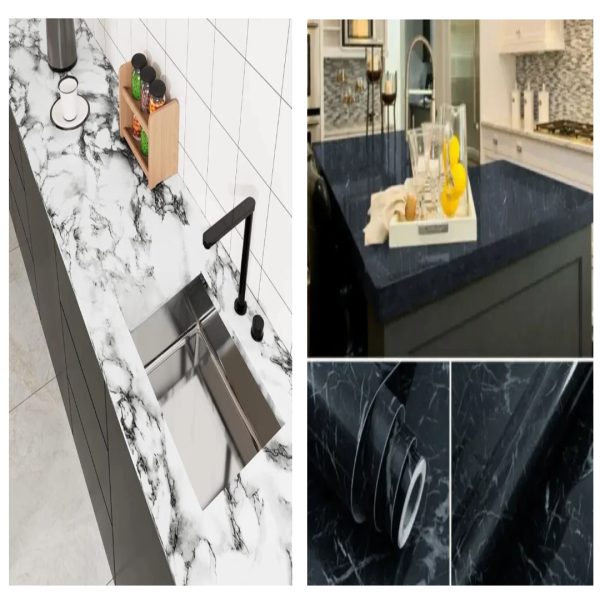 Marble Wall Sticker for Kitchen & Cabinets β Self Adhesive, Oilproof (60Γ200cm)