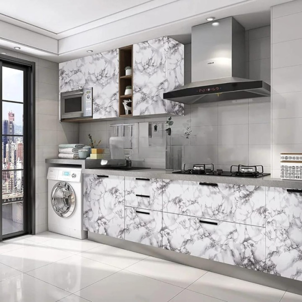 Marble Wall Sticker for Kitchen & Cabinets β Self Adhesive, Oilproof (60Γ200cm)