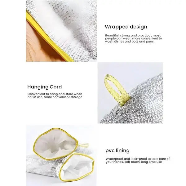 1 Pc Multipurpose Wire Dishwashing Glove | Heat-Resistant & Non-Scratch Cleaning Cloth