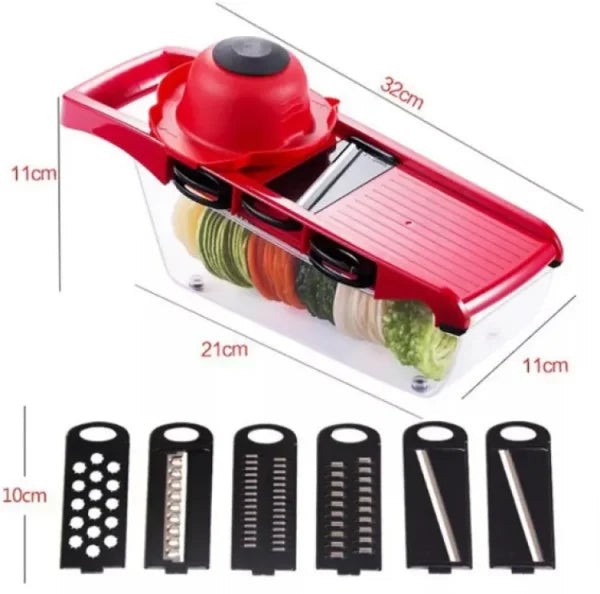 10 in 1 Mandolin Vegetable Cutter | Multi Blade Kitchen Slicer – Red