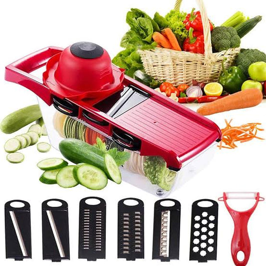 10 in 1 Mandolin Vegetable Cutter | Multi Blade Kitchen Slicer – Red