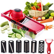 10 in 1 Mandolin Vegetable Cutter | Multi Blade Kitchen Slicer – Red
