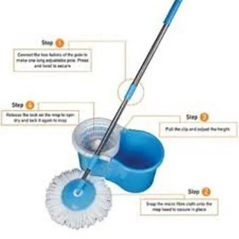 360° Rotating Magic Mop with Bucket | Microfiber Deep Cleaning Mop