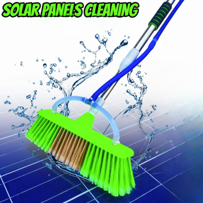 6ft Extendable Solar Panel Cleaning Brush with Water Flow | Soft Bristle Long Reach Rod