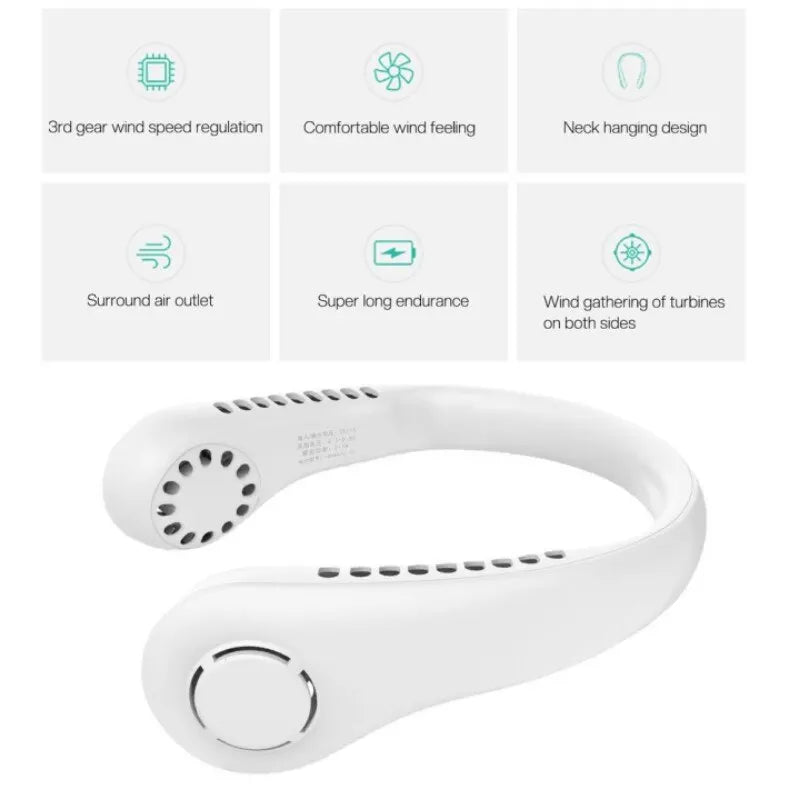 Portable Bladeless Neck Fan | Rechargeable Hands-Free Fan (Random Color)