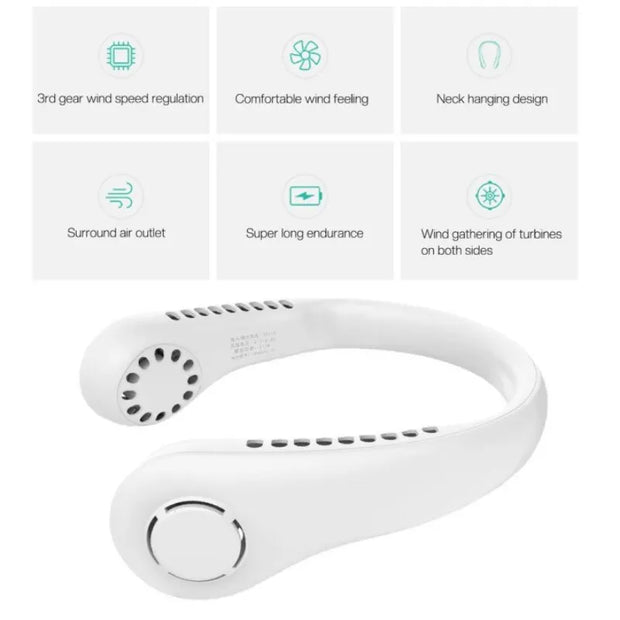 Portable Bladeless Neck Fan | Rechargeable Hands-Free Fan (Random Color)