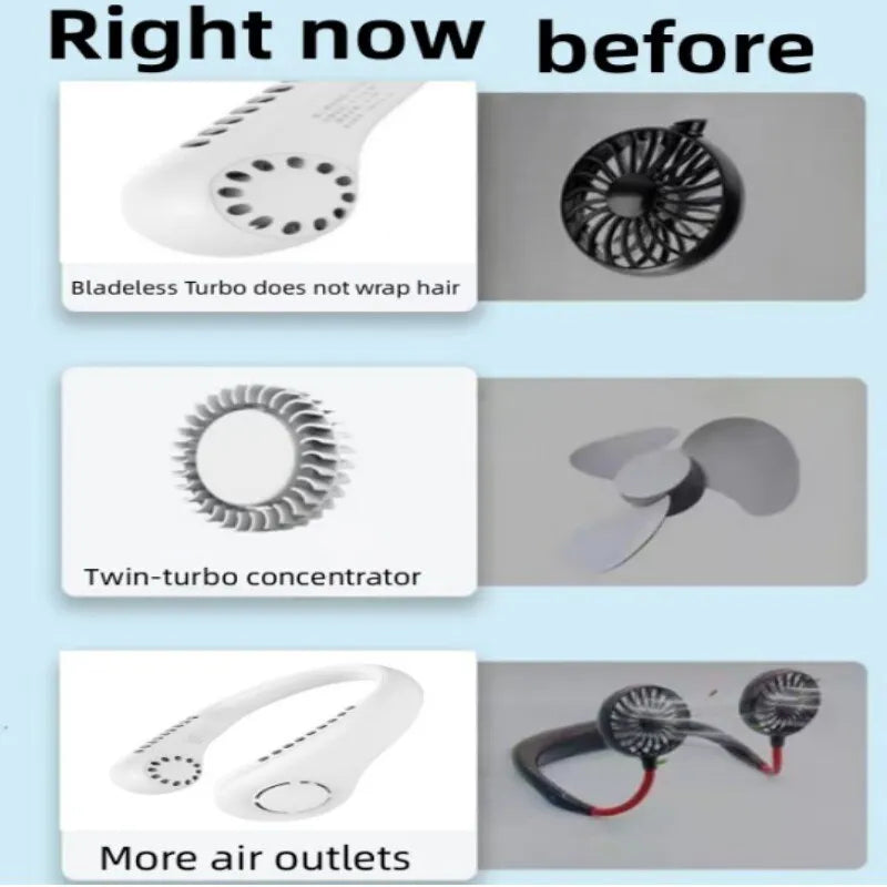 Portable Bladeless Neck Fan | Rechargeable Hands-Free Fan (Random Color)