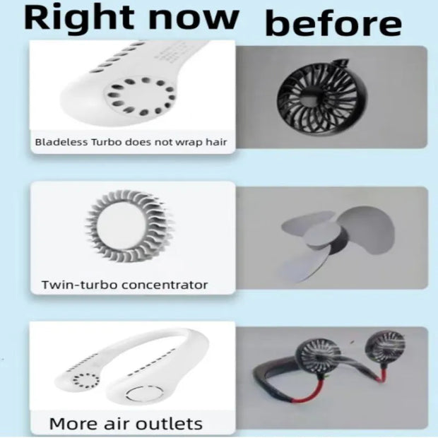 Portable Bladeless Neck Fan | Rechargeable Hands-Free Fan (Random Color)