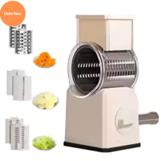 3-in-1 Manual Veg Cutter & Grater – Stainless Steel Kitchen Gadget