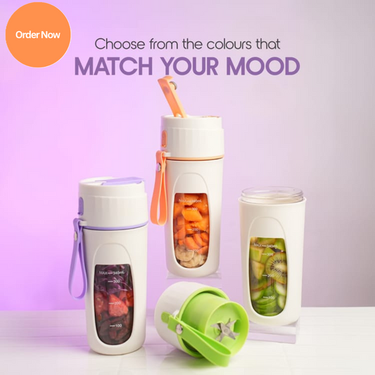 USB Rechargeable Juicer Blender | 8-Blade Portable Mini Blender | 350ml Personal Size (Random Color)