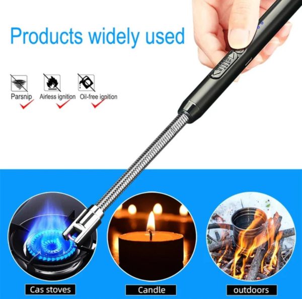 Rechargeable Arc Lighter – Windproof & Flameless with Safety Lock + 360° Flex Head