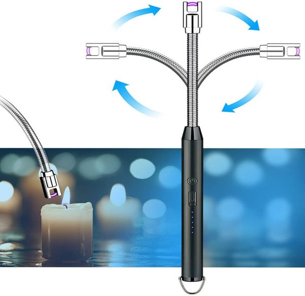 Rechargeable Arc Lighter – Windproof & Flameless with Safety Lock + 360° Flex Head