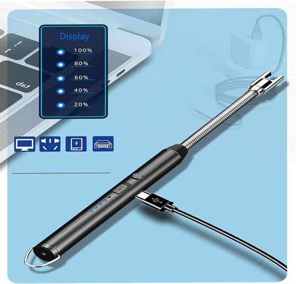 Rechargeable Arc Lighter – Windproof & Flameless with Safety Lock + 360° Flex Head
