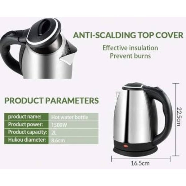 Automatic Electric Kettle 2L – Stainless Steel, Temp Control, LED Display, Auto Shut‑Off (1000W, 220V)