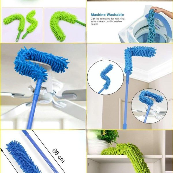 Flexible Microfiber Duster with Telescopic Metal Rod – Perfect for Fan & High Reach Cleaning