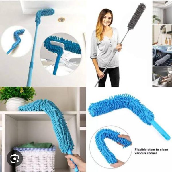 Flexible Microfiber Duster with Telescopic Metal Rod – Perfect for Fan & High Reach Cleaning