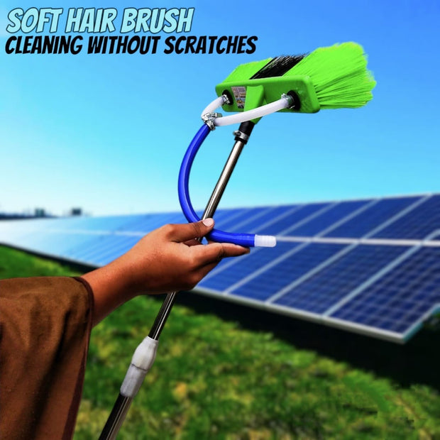 6ft Extendable Solar Panel Cleaning Brush with Water Flow | Soft Bristle Long Reach Rod