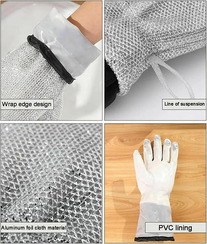 1 Pc Multipurpose Wire Dishwashing Glove | Heat-Resistant & Non-Scratch Cleaning Cloth