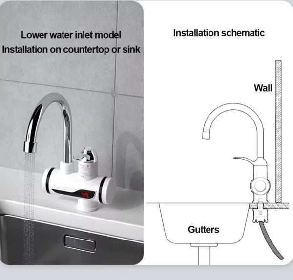 Electric Water Heating Faucet nw000403 | Instant Hot Water Tap for Kitchen & Bathroom | Display