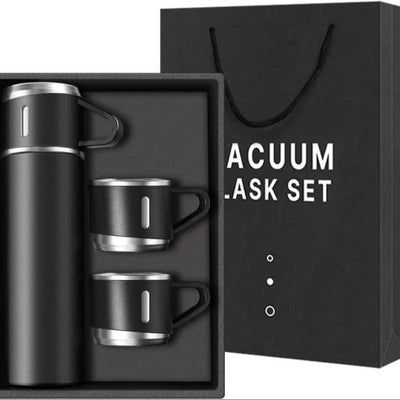 500ml Vacuum Flask Gift Set – Stainless Steel Thermos & Mug (Random Color)