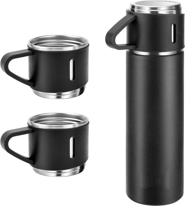 500ml Vacuum Flask Gift Set – Stainless Steel Thermos & Mug (Random Color)