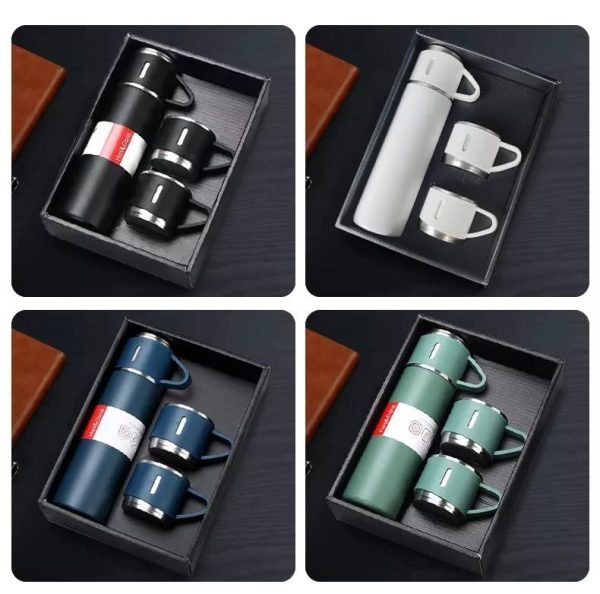 500ml Vacuum Flask Gift Set – Stainless Steel Thermos & Mug (Random Color)