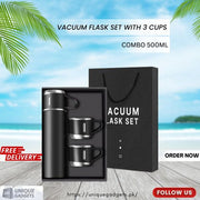 500ml Vacuum Flask Gift Set – Stainless Steel Thermos & Mug (Random Color)