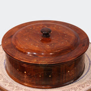 Handcrafted Wooden Hot Pot with Barance Work – Traditional Roti Dan